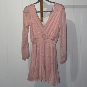 Pink sheer gold star dress